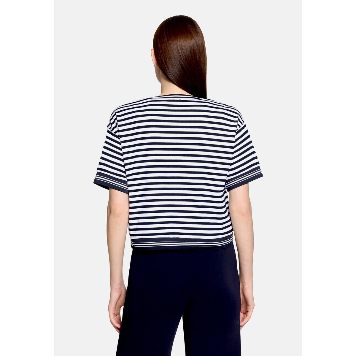 Cardigan façon t-shirt à fermeture zippée blanc/bleu, BETTY BARCLAY