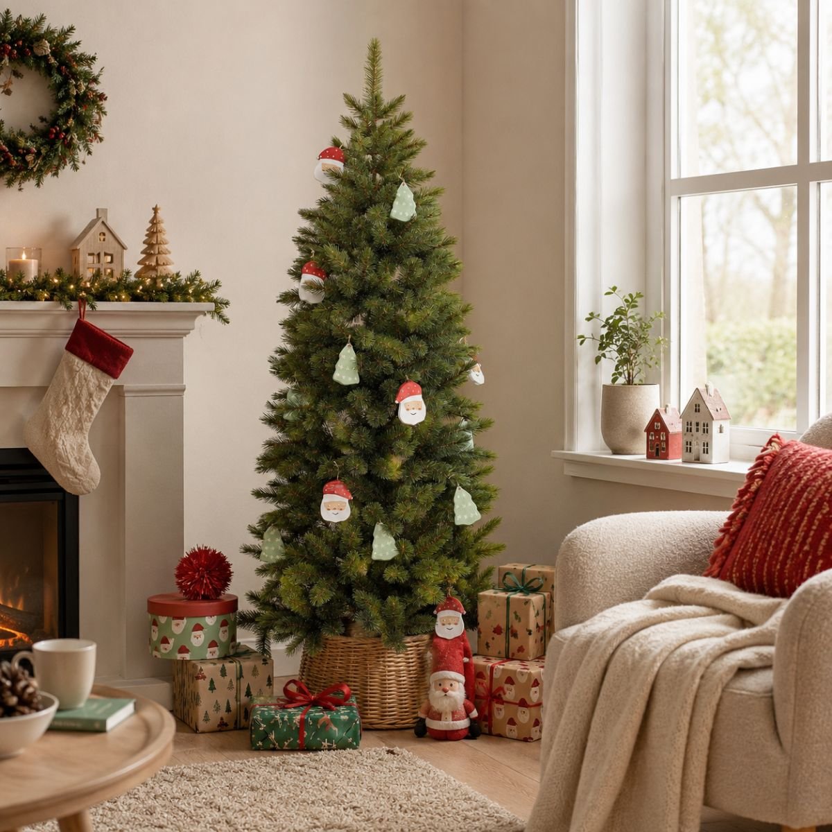 Sapin de Noël artificiel étroit H215 cm BRISTLECONE vert, TRIUMPH TREE