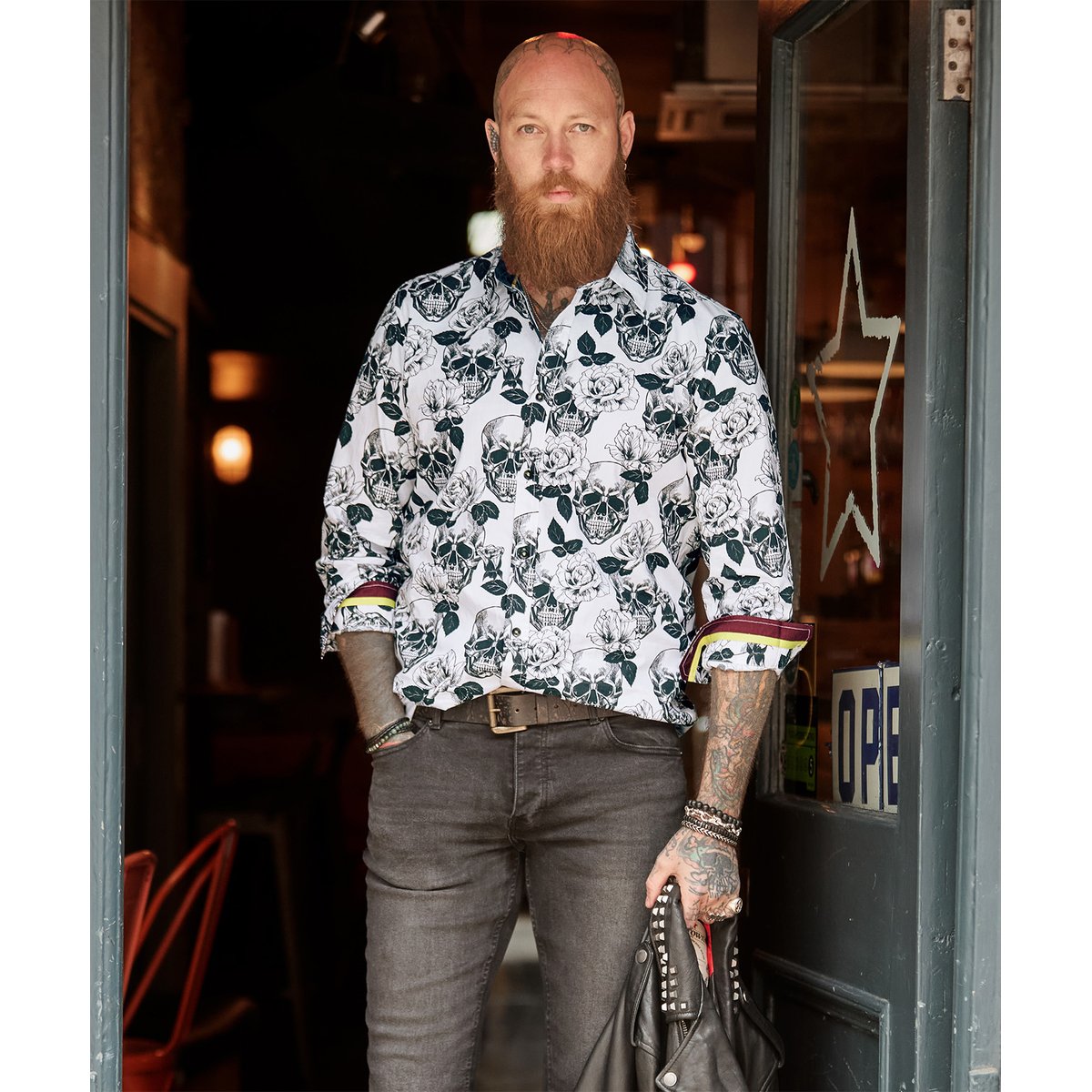 Chemise Imprimé Tête de Mort Monochrome noir, JOE BROWNS