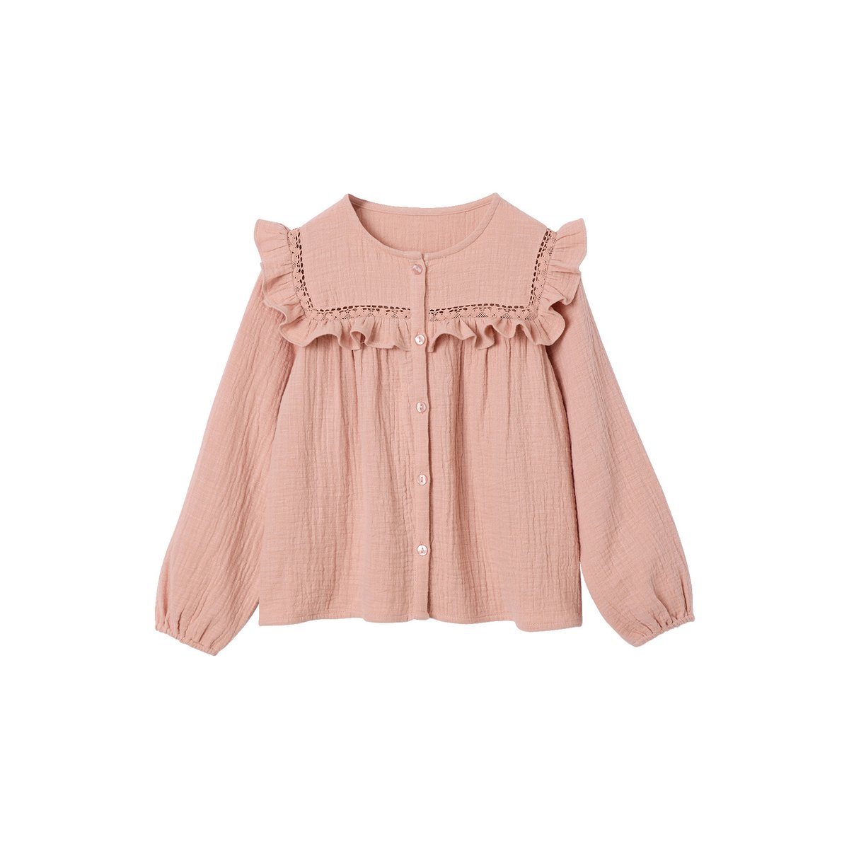 Chemise manches longues rose poudré, VERTBAUDET
