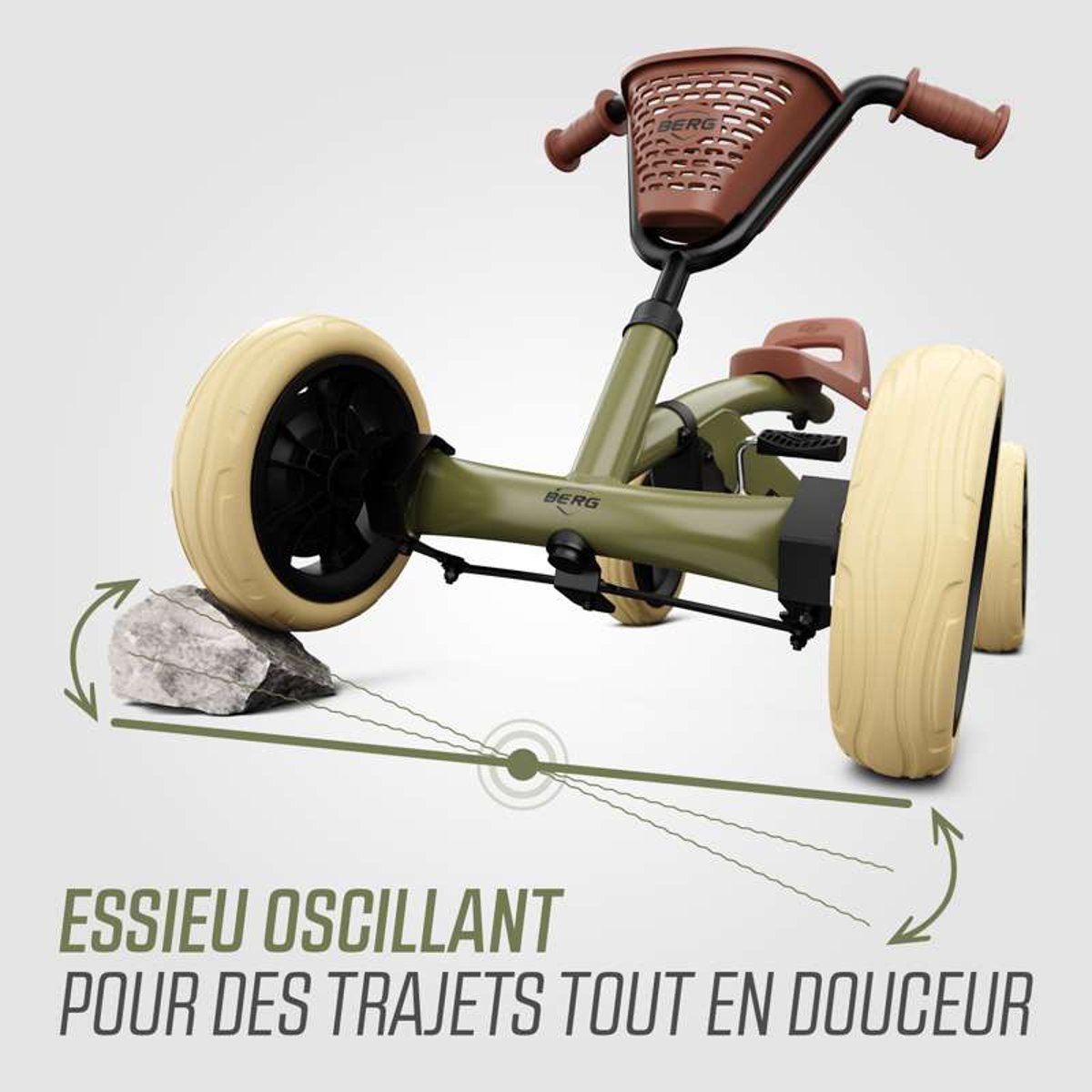 Kart à Pédales pour Enfants, 2+ Ans, Buzzy Retro Vert green, BERG TOYS