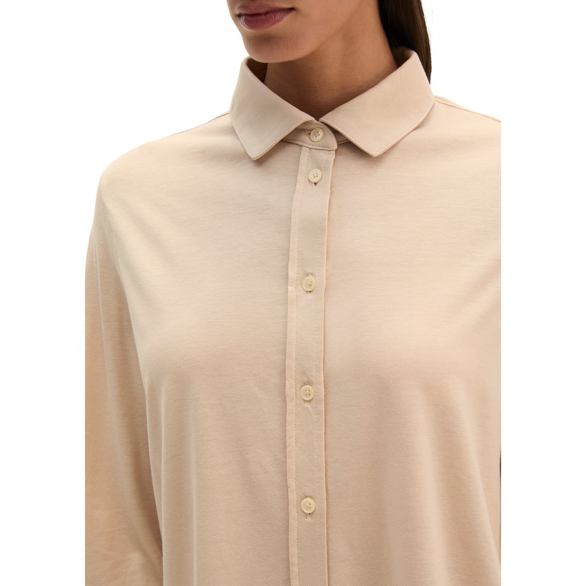 Blouse en jersey oversize en mélange de matériaux de haute qualité gris, MARC O'POLO