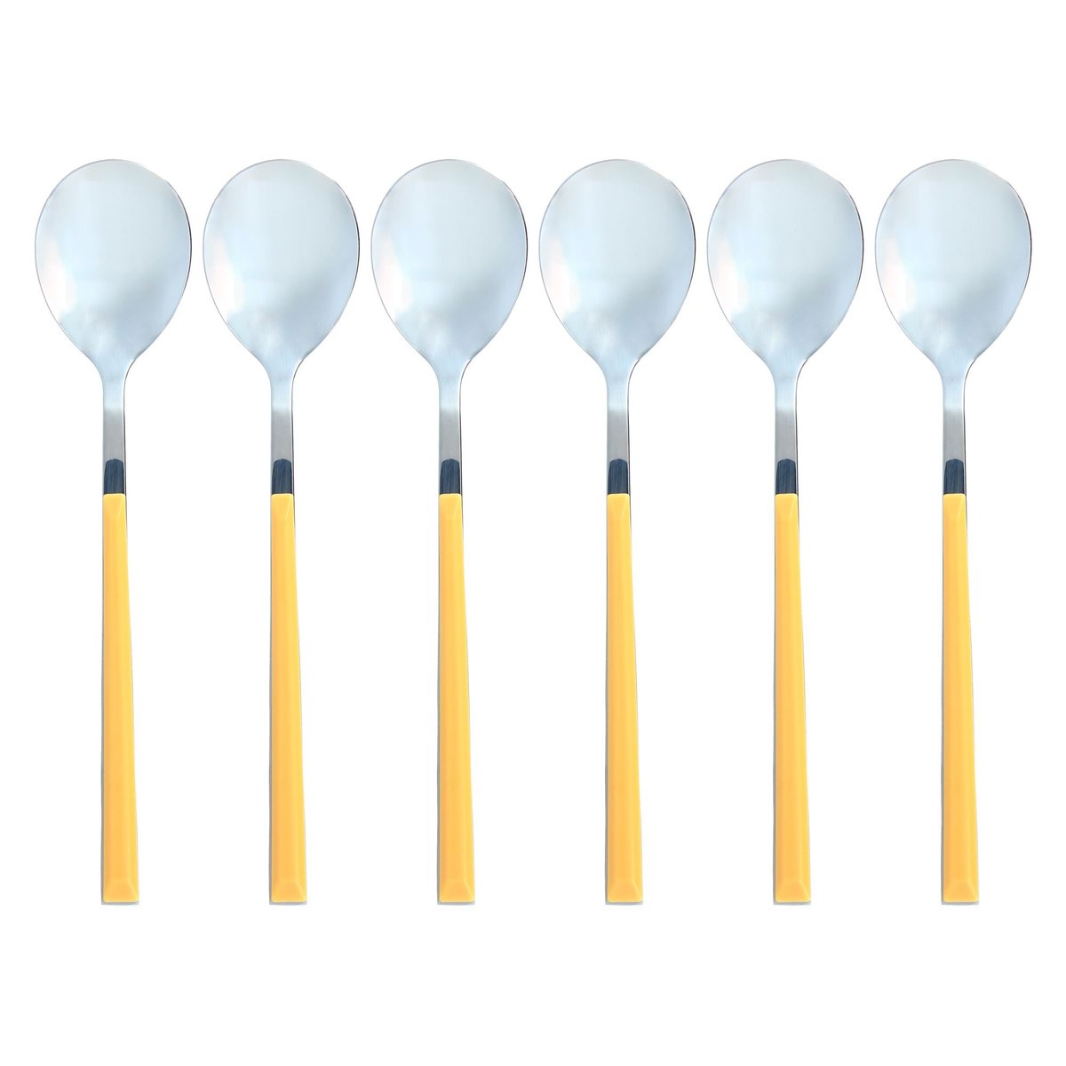Lot de 6 cuillères de table en acier inoxydable, COLORAMA inox-jaune, NOVASTYL