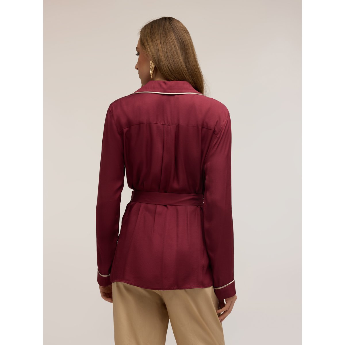 Chemise avec détails contrastants burgundy, MOTIVI