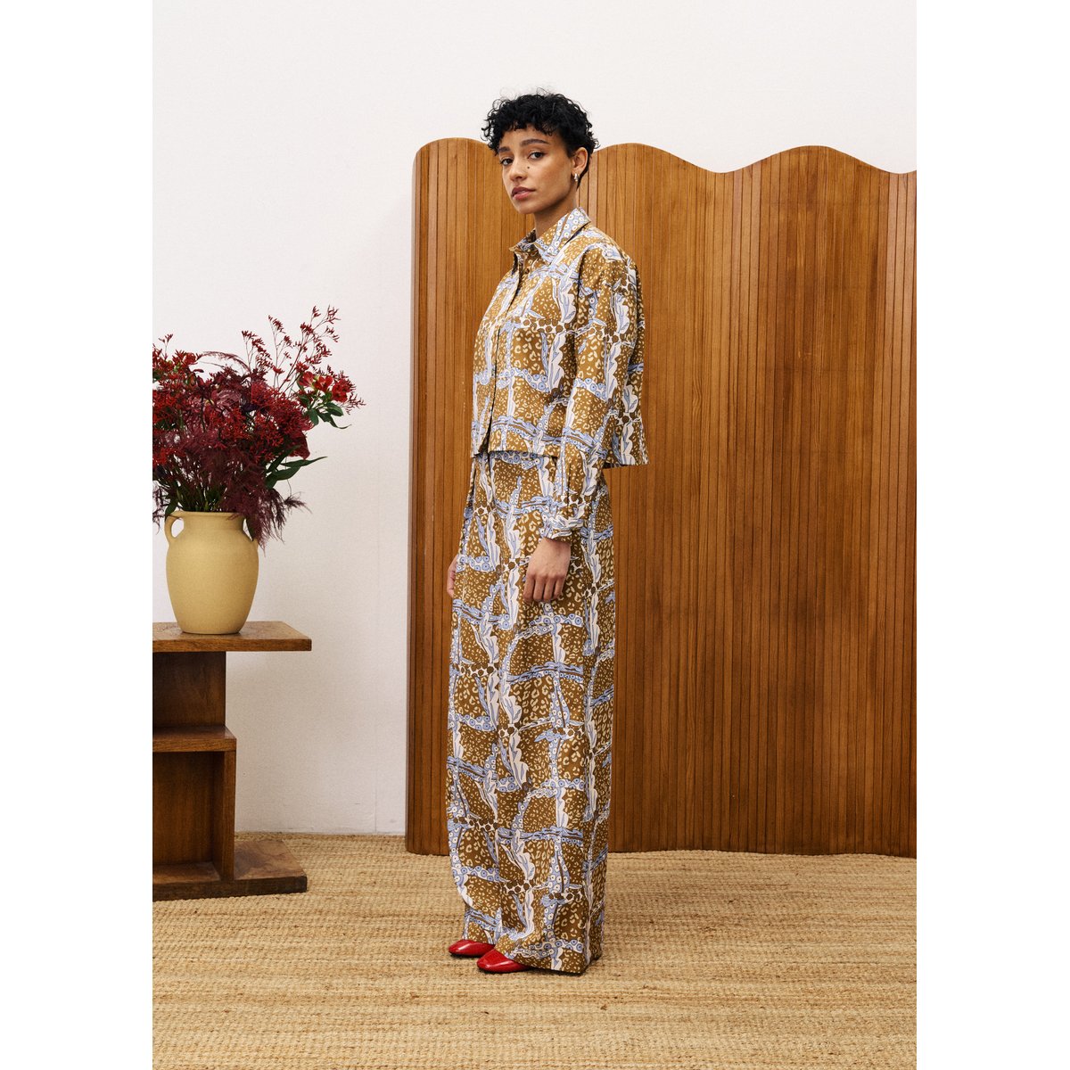 Chemise  en coton PAMPA leo marron ocre, FRNCH