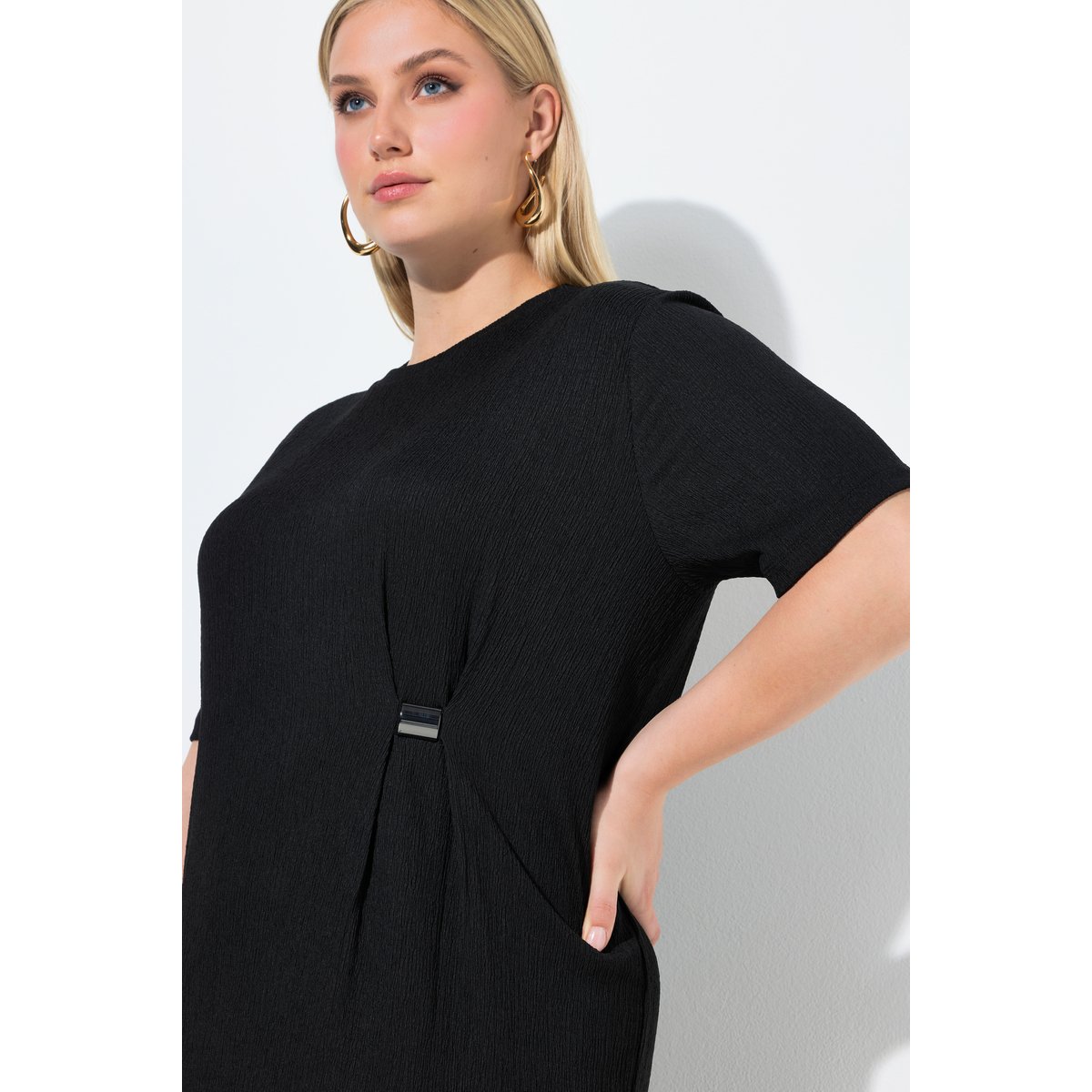 Robe midi oversize, matière texturée noir, ULLA POPKEN