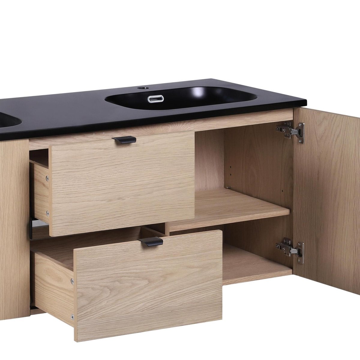 Meuble double vasque 140cm chêne, robinets, miroirs, colonne STUDIO v002233, MOB IN