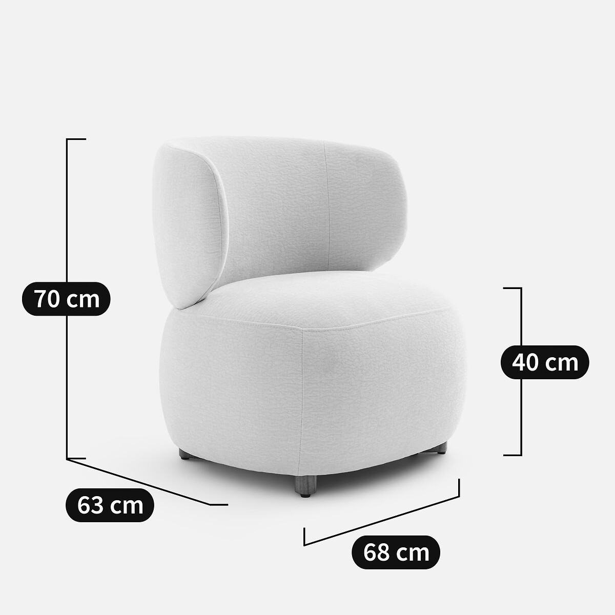 Loungestoel in fluweel met reliëf, MODALIE, ontwerp Emmanuel Gallina ecru, EMMANUEL GALLINA X AM.PM