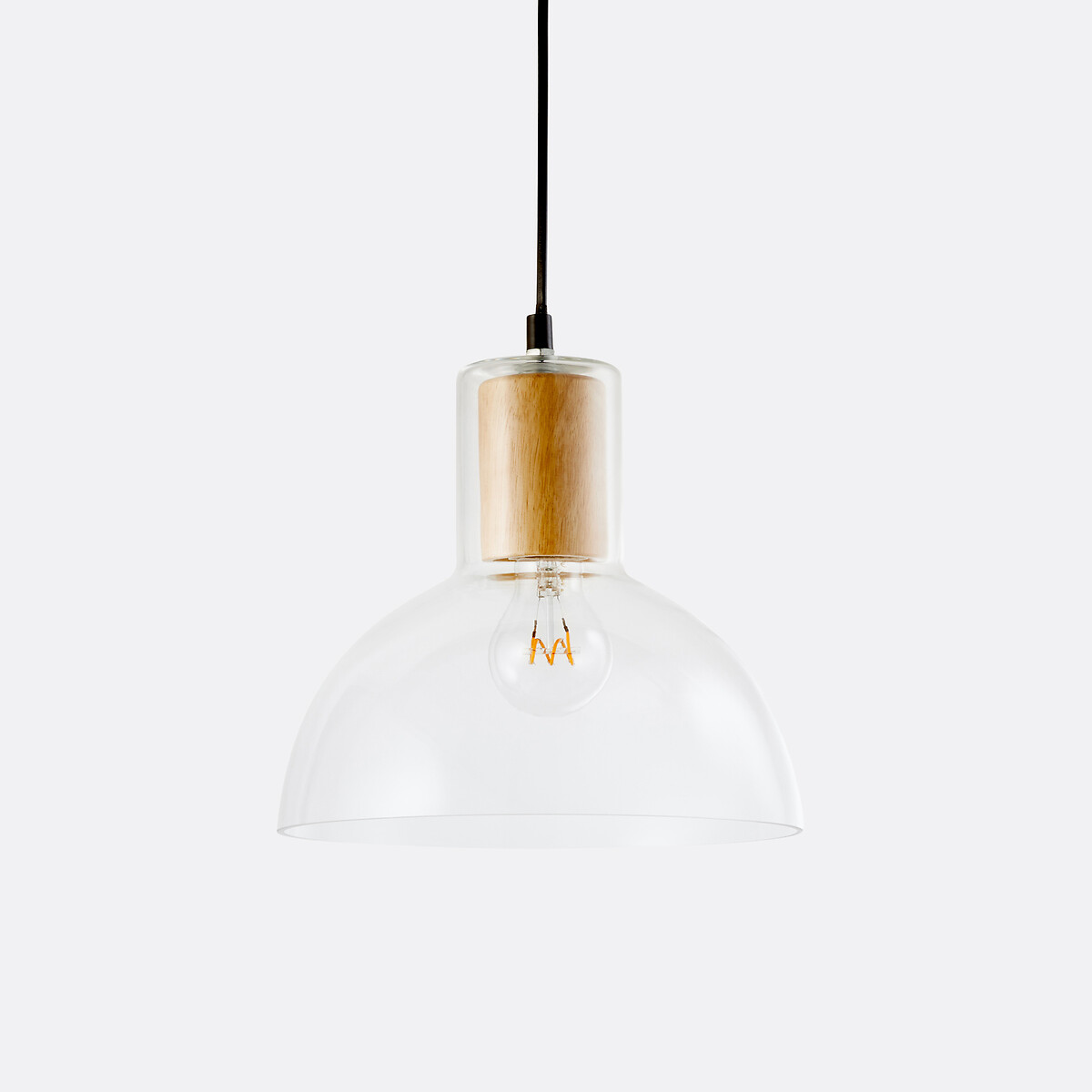 Suspension verre et bois Ø24,5 cm, Lizia transparent, LA REDOUTE INTERIEURS