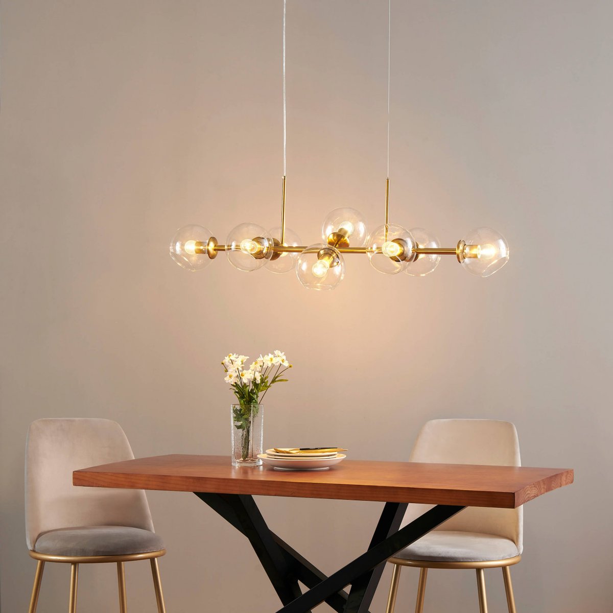 Majestueuse suspension en verre - CARLOTTA doré / laiton, KOSILUM