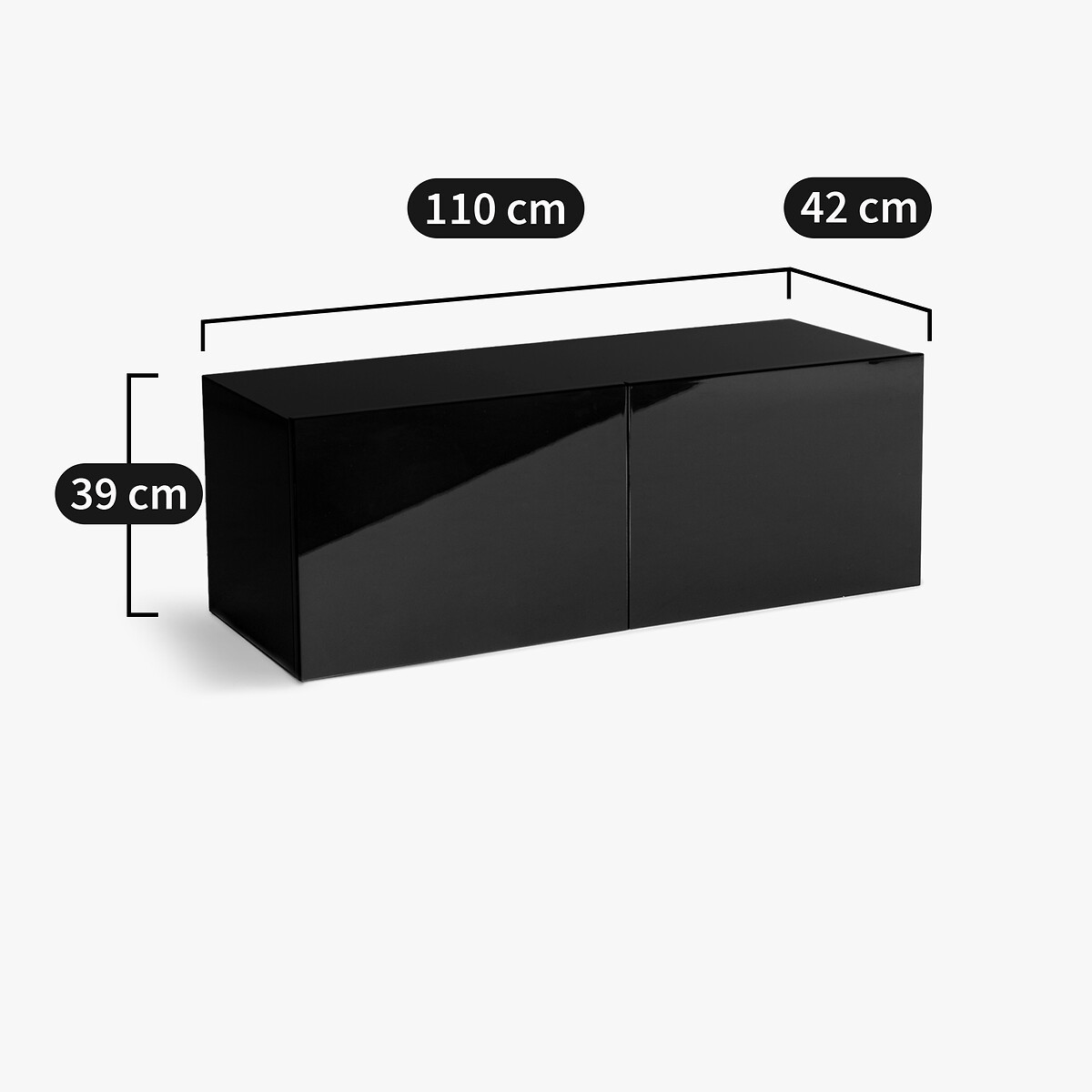 Caisson L110 x P42 cm, MDF laqué, Archivita XL noir laqué, AM.PM