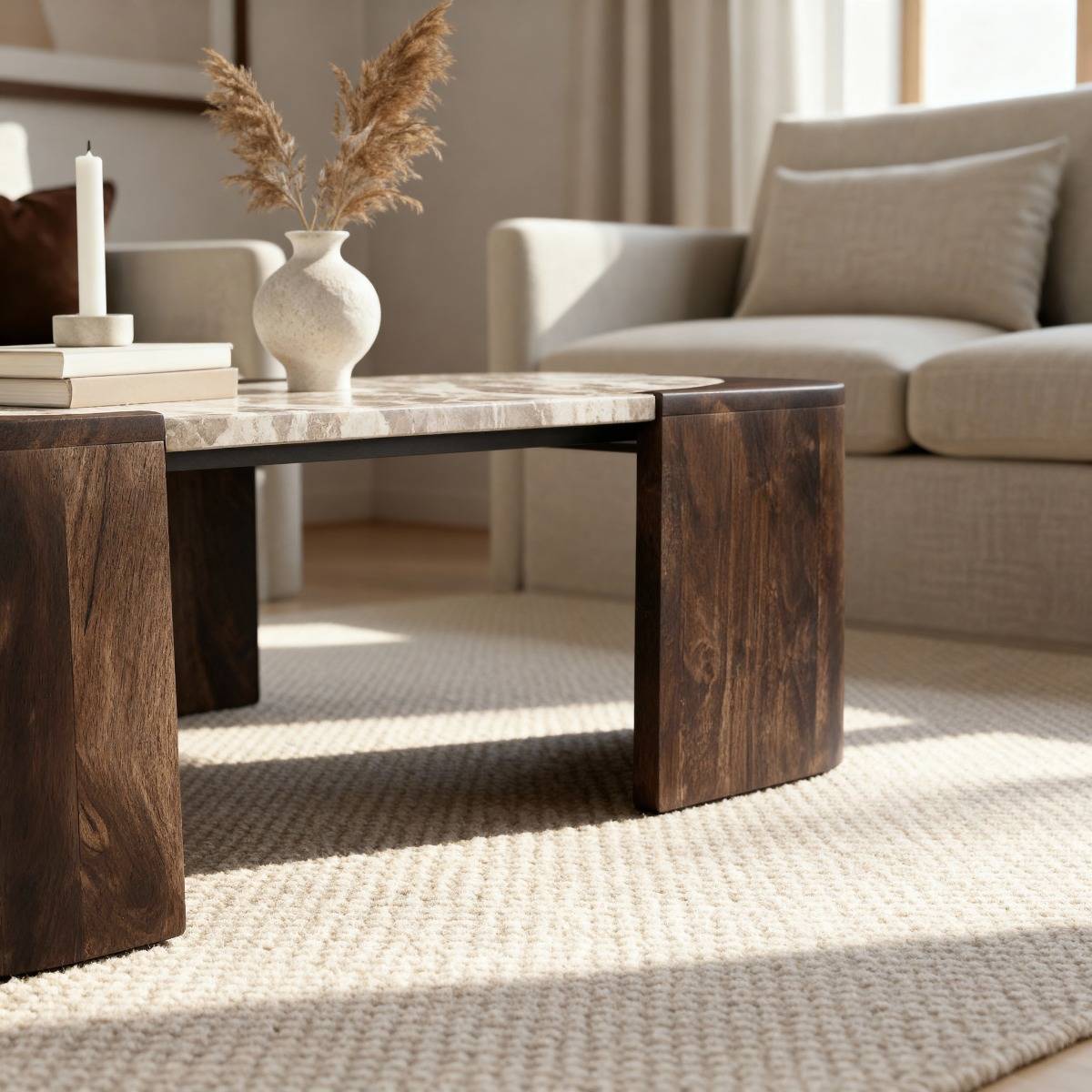 Table basse en bois de manguier AGNÈS bois foncé, MADE IN MEUBLES