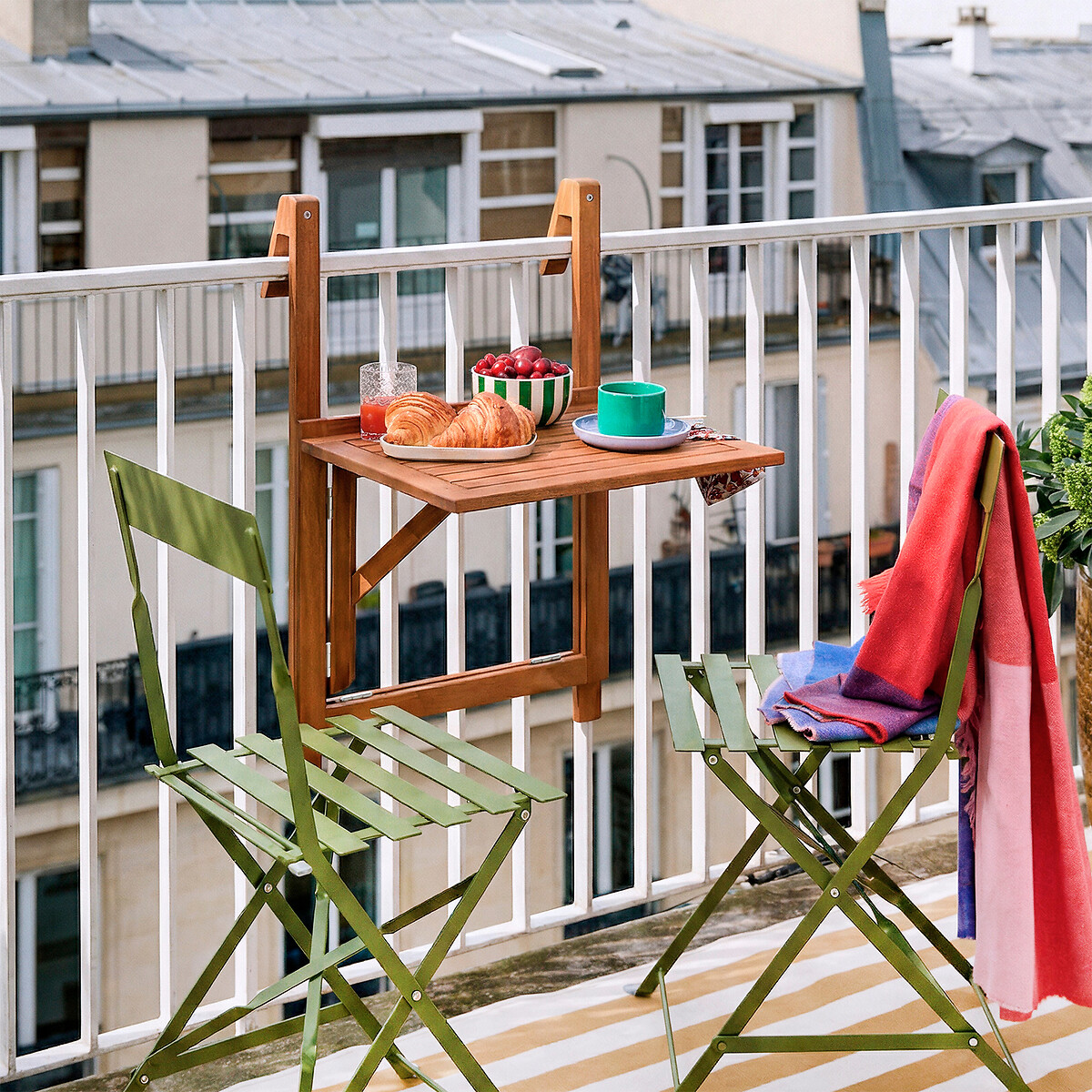 Table de balcon pliable, à suspendre, en acacia, ALATA acacia, LA REDOUTE INTERIEURS