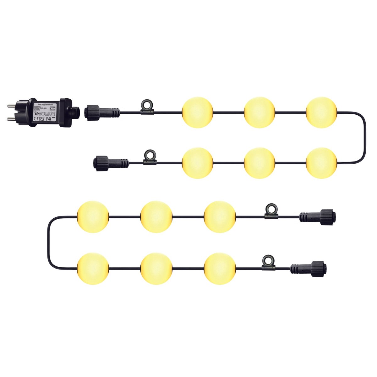 Guirlande 12 boules 2x BOLLY blanc, LUMISKY