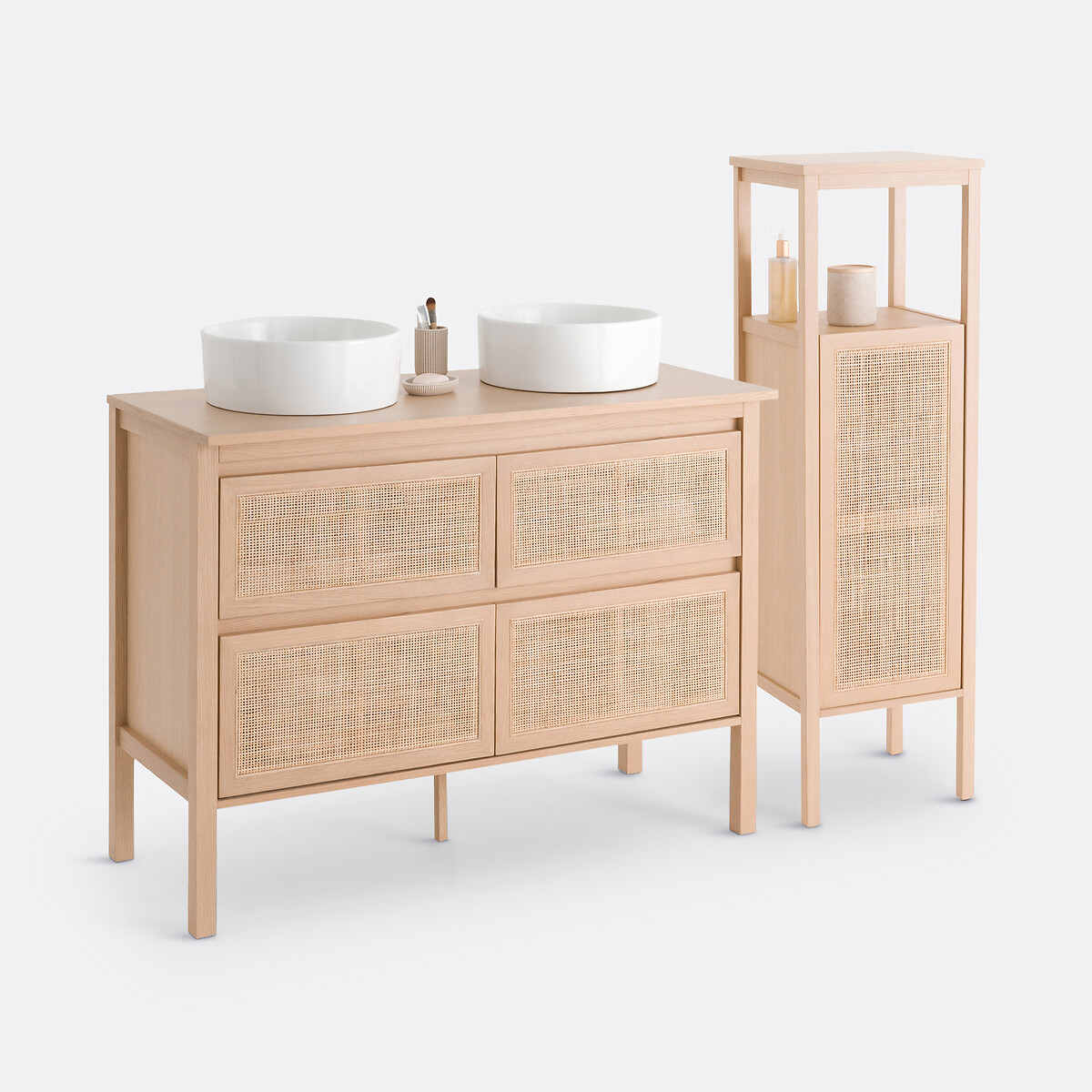 Meuble sous vasque, 4 tiroirs, en cannage largeur 120 cm, LUMPA naturel, LA REDOUTE INTERIEURS