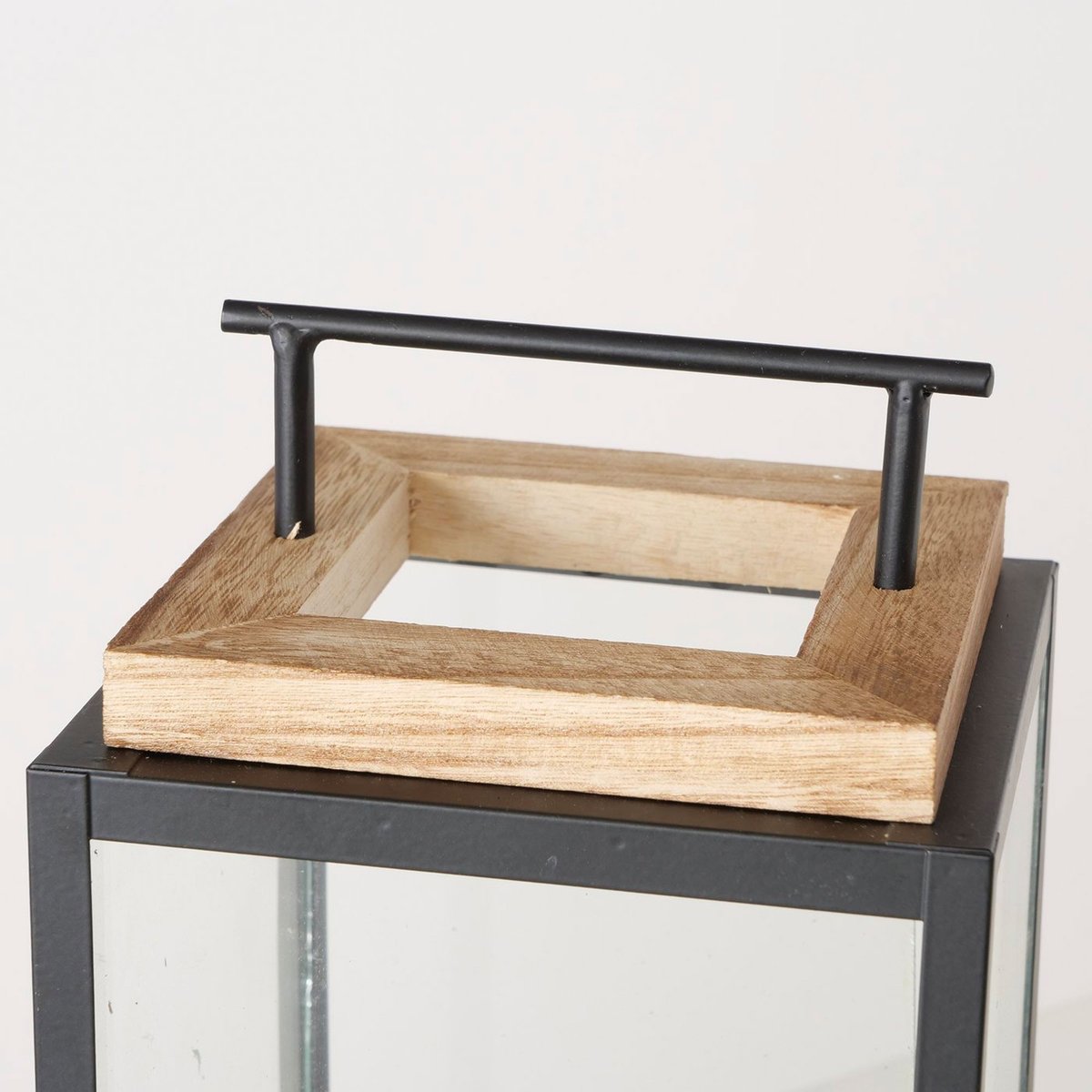 Set de 2 lanternes en métal noir et bois 20x20x45cm bois, WADIGA
