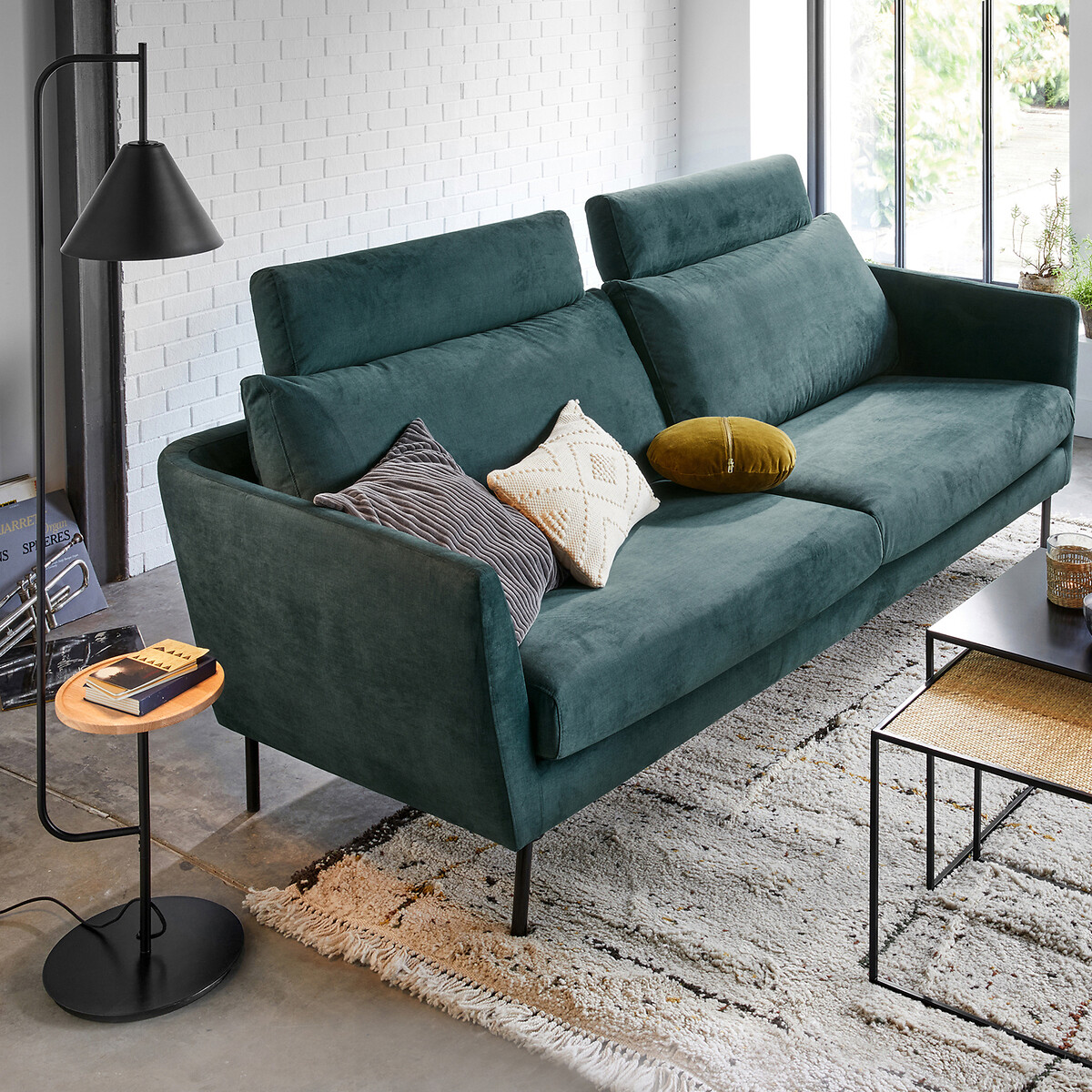 Lampadaire avec tablette métal fer et chêne, Mugli noir, LA REDOUTE INTERIEURS