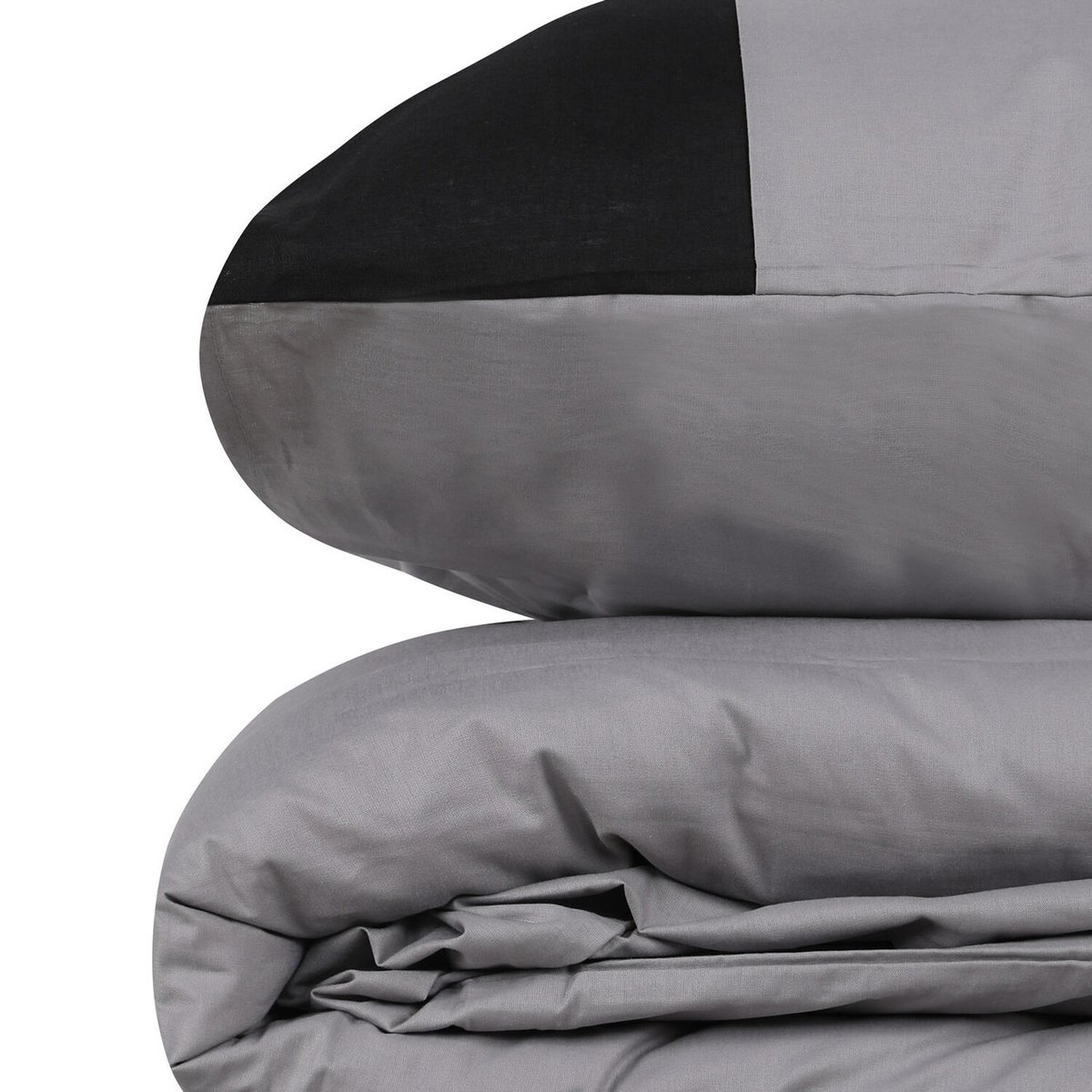 Parure housse de couette coton unie, Plain gris, C DESIGN HOME TEXTILE