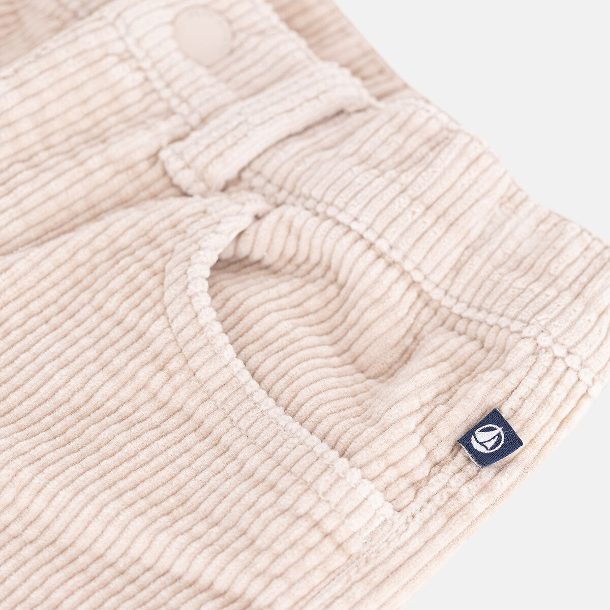 Pantalon flare en velours beige, PETIT BATEAU