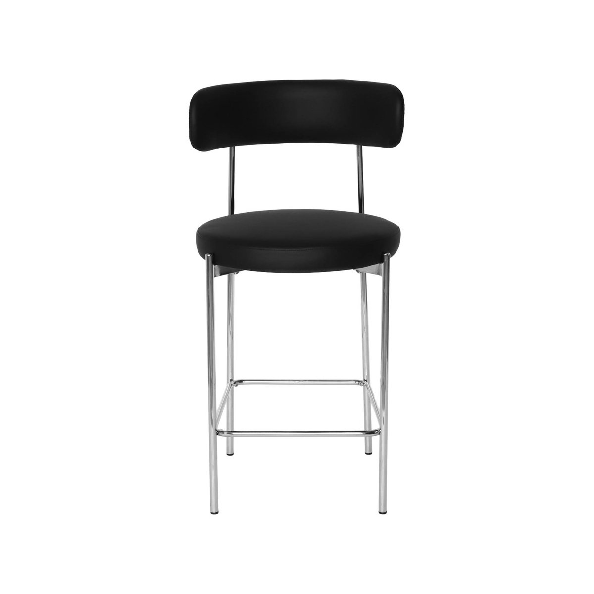 Tabouret de bar vintage acier chromé et simili cuir 67cm (lot de 2) LOLA noir, SWEEEK