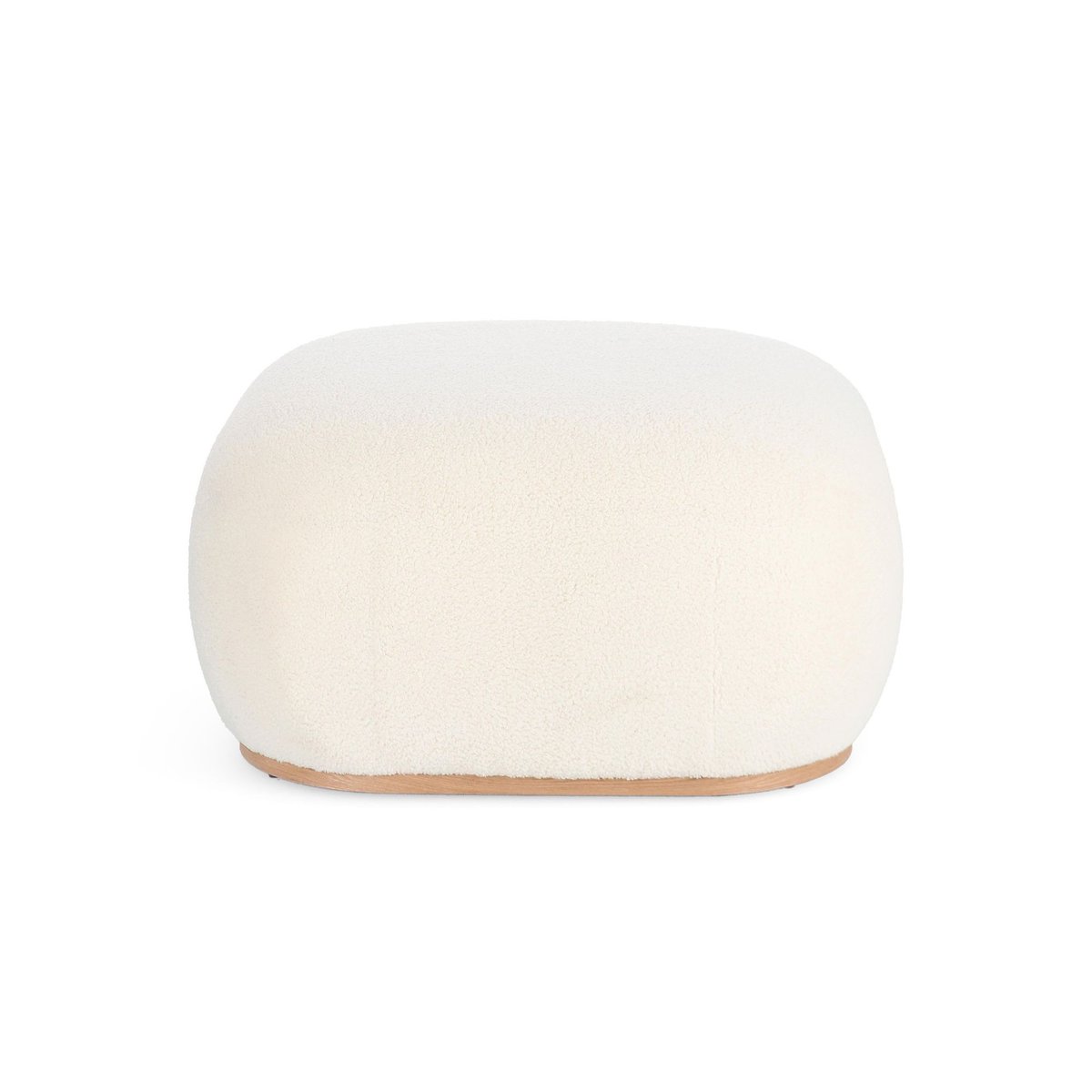 Pouf carré bouclette blanc ivoire L68 - STRATUS blanc, HELLIN, DEPUIS 1862