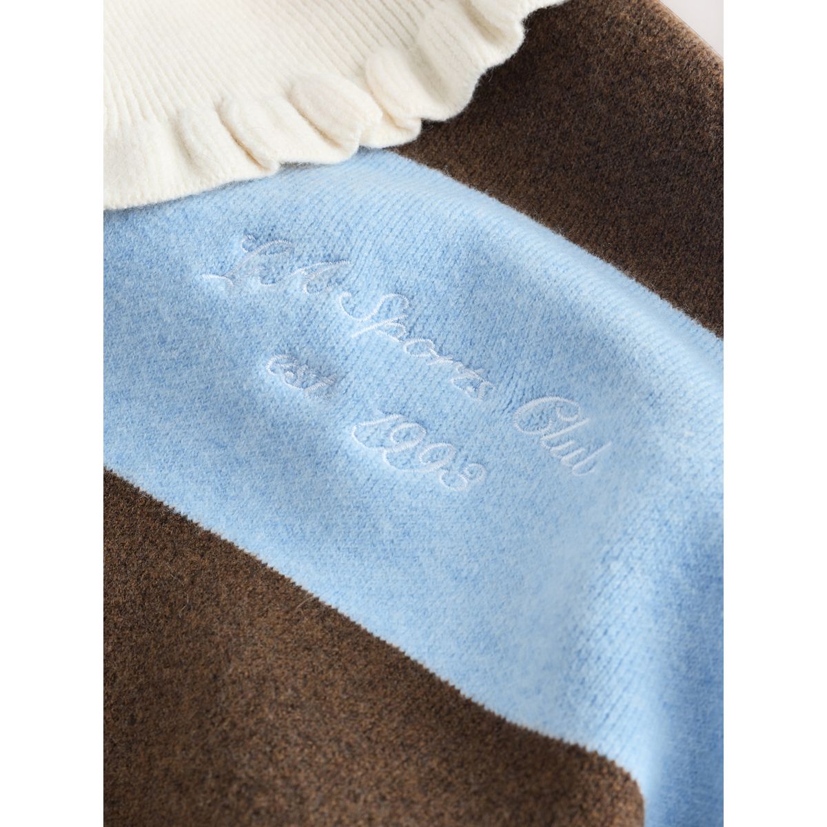 Cardigan style blouson ultra-doux rayures bleues/marron chocolat, NEXT
