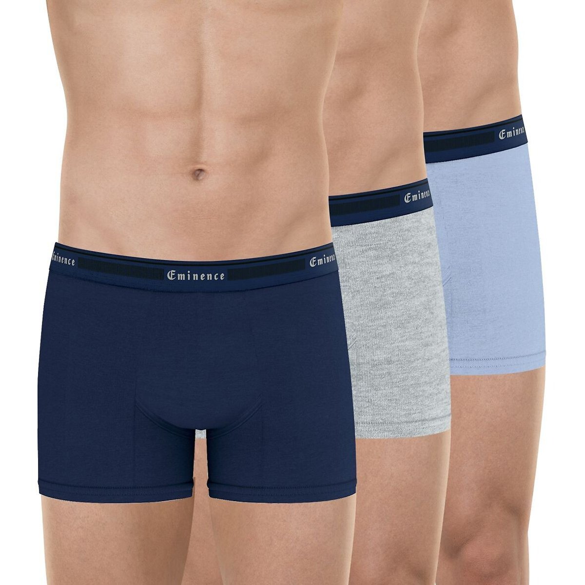 Lot de 3 boxers homme Tailor Bio Eminence bleu marine + bleu + gris, EMINENCE