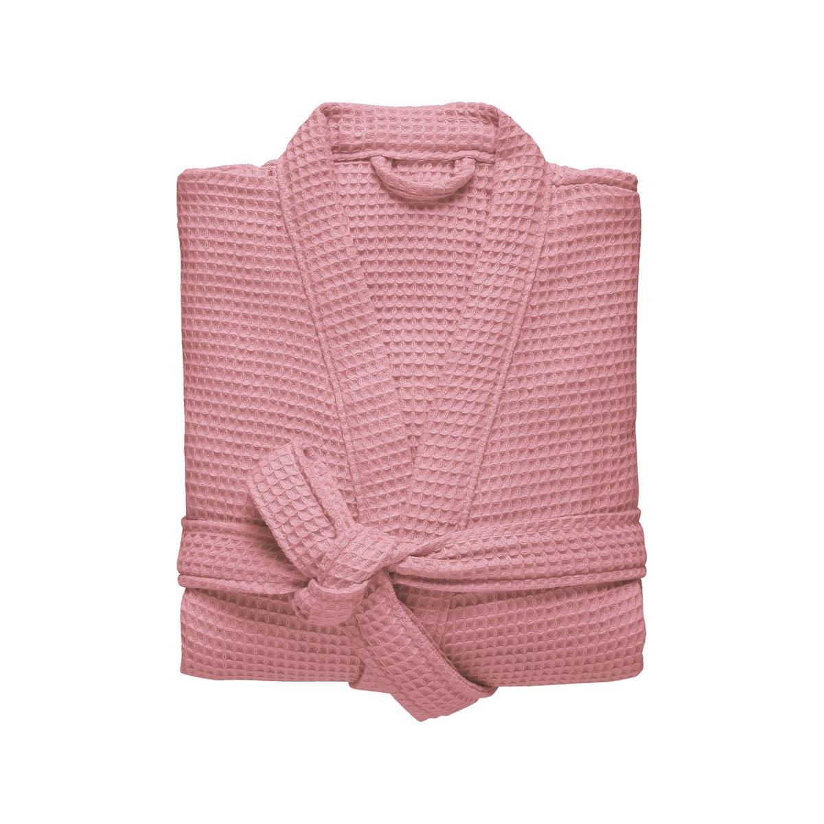 Peignoir mixte col kimono en coton bio, ESPRIT NID D'ABEILLE litchi, BLANC CERISE