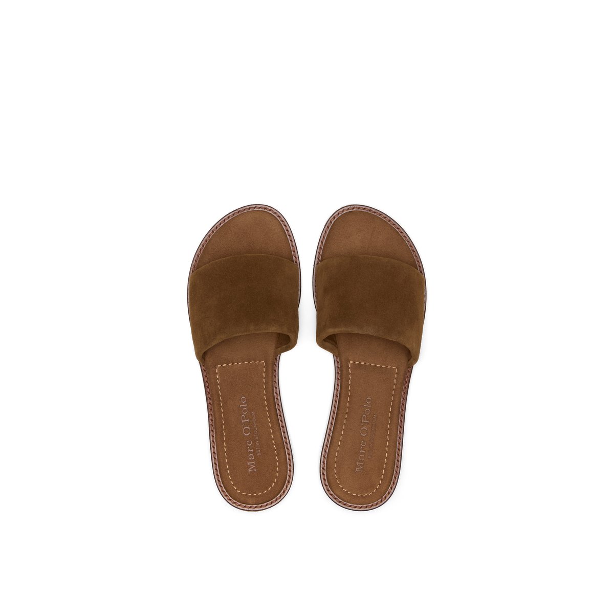 Mule modèle Babette en cuir de vachette velours doux braun, MARC O'POLO