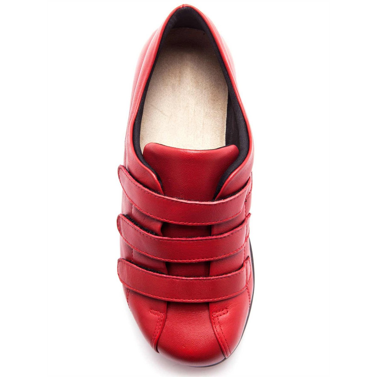 Derbies À Scratch, Ultra Larges Pour Pieds Sensibl rouge moyen uni, PEDICONFORT