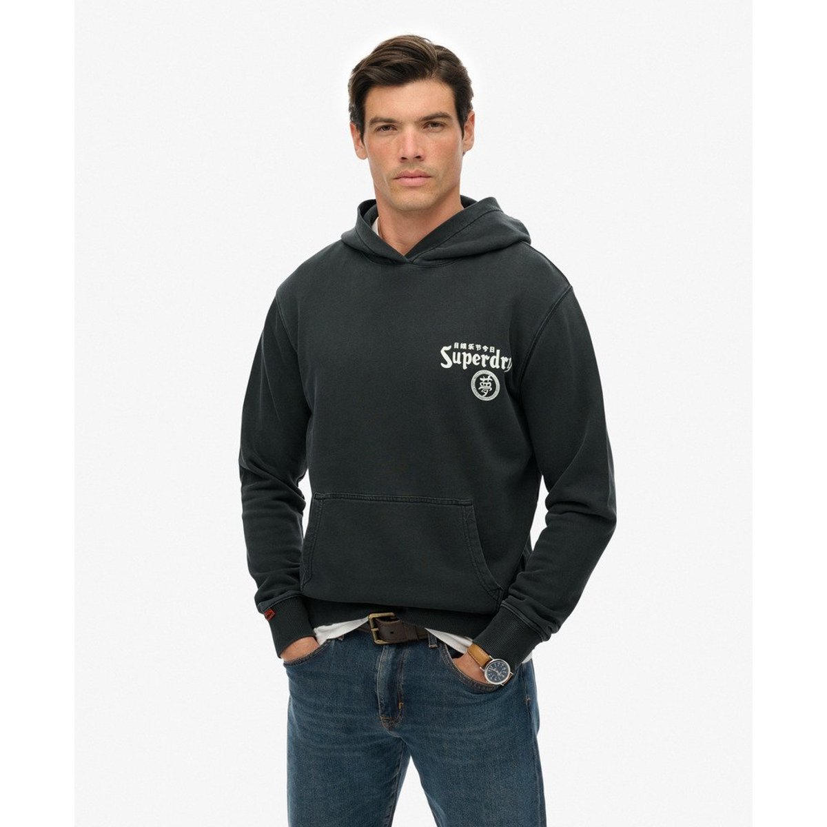 Hoodie Tokyo Narrative Coupe Ample blackboard, SUPERDRY