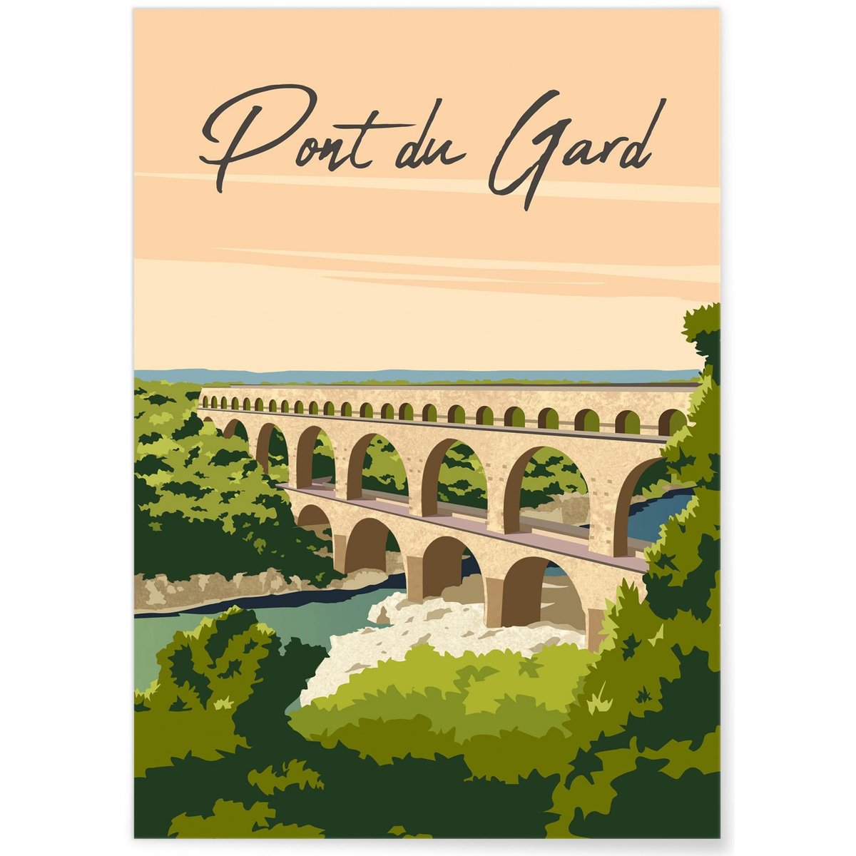 Affiche Pont du Gard blanc, L'AFFICHERIE