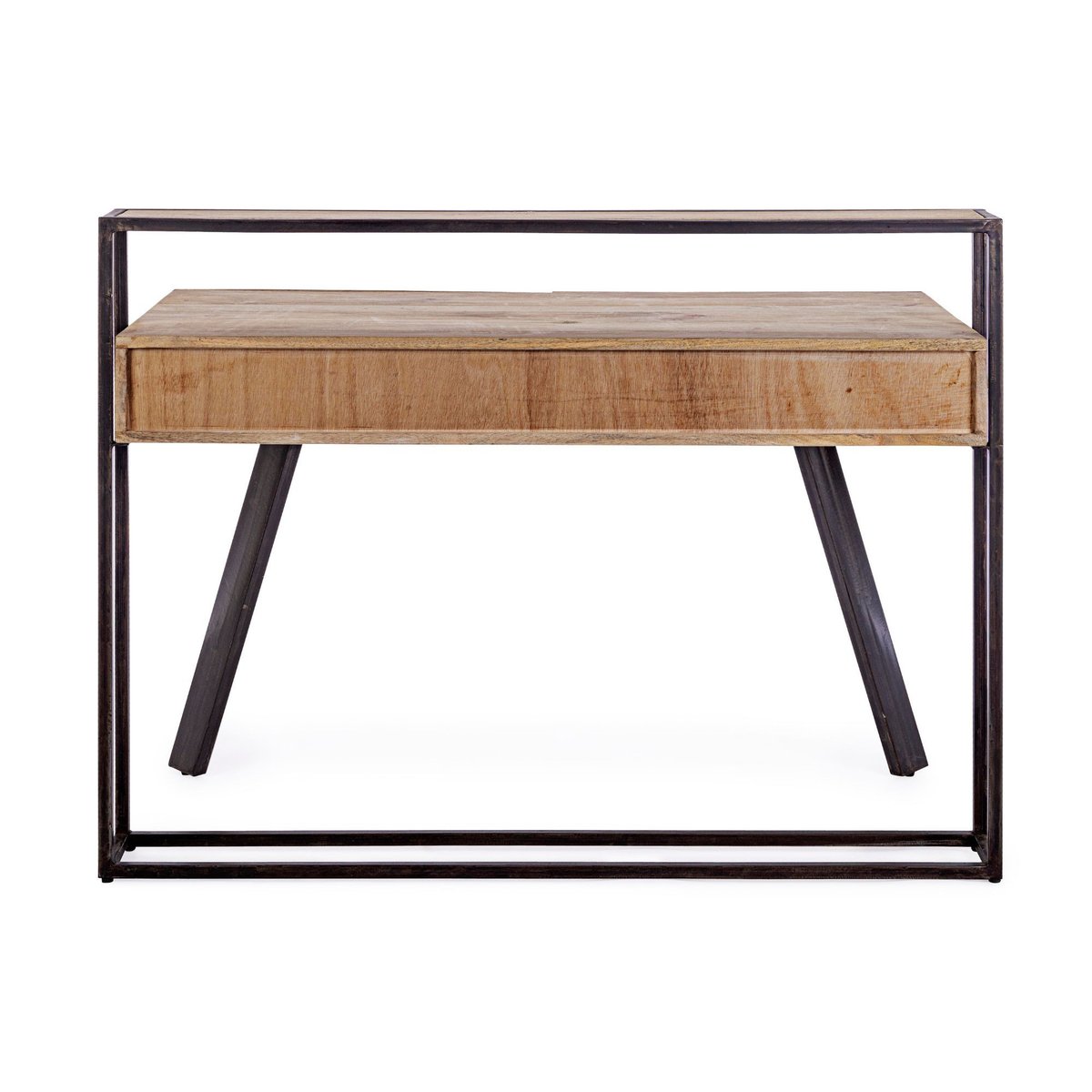 Bureau design en bois de manguier et métal noir 2 tiroirs - COROT bois foncé, HELLIN, DEPUIS 1862