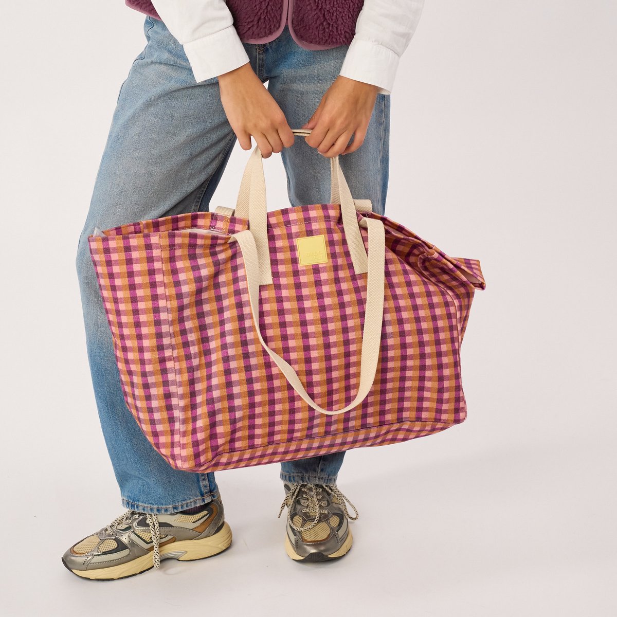 Sac cabas en coton biologique violet et orange, BILLYBELT