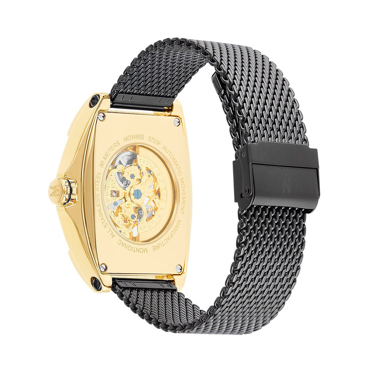 Montre Analogique TONNEAU doré noir noir, MONTIGNAC