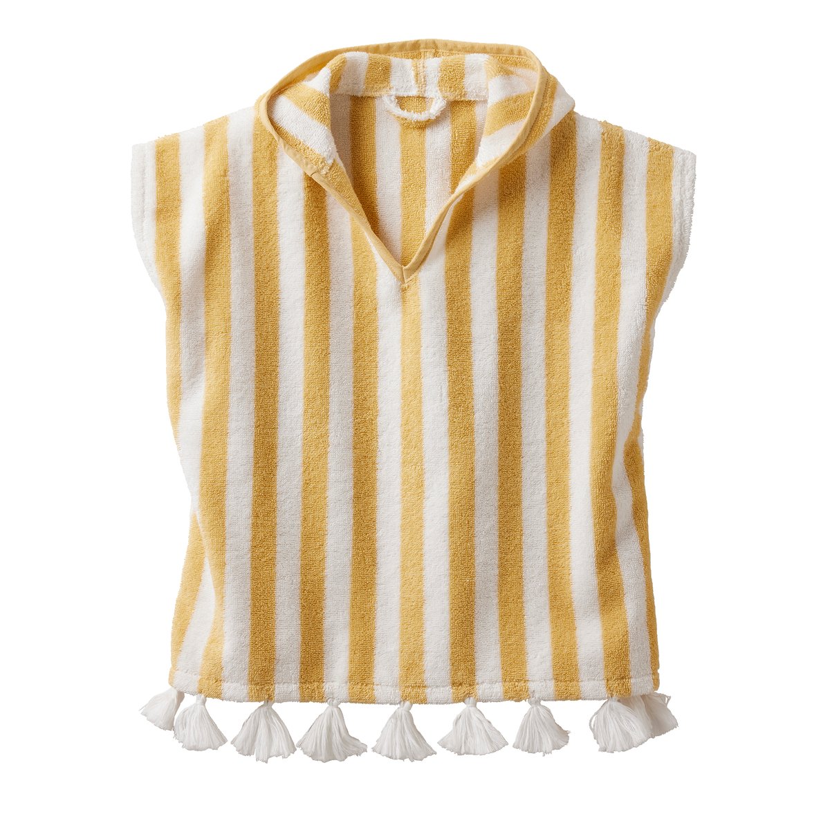 Poncho de bain rayé jaune, VERTBAUDET