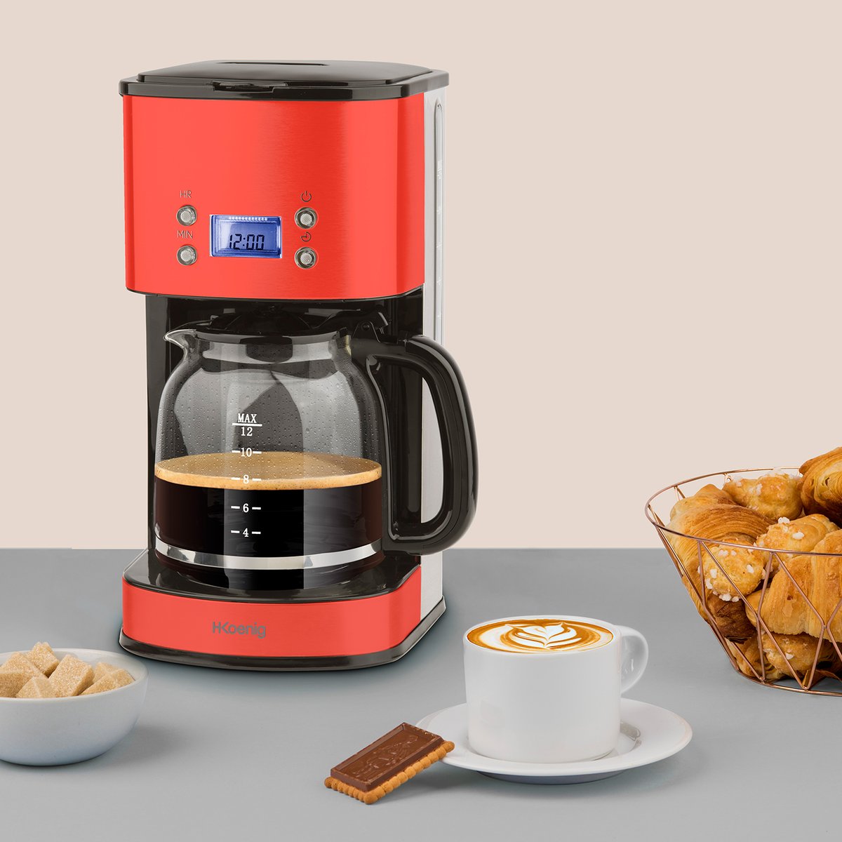 cafetière programmable - mg30 rouge noir, H.KOENIG