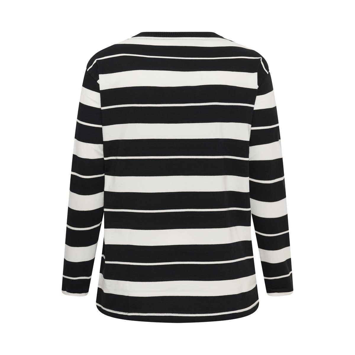 T-shirt à manches longues noir/blanc rayures, KAFFE CURVE