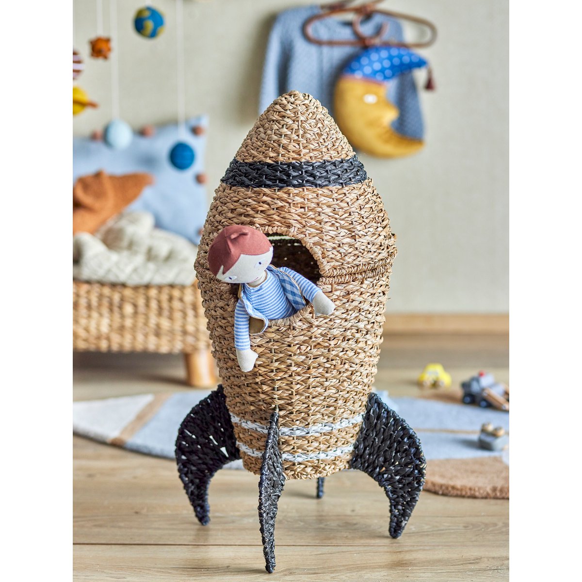 Panier avec couvercle en herbier marin H68.5 COSMINA beige, BLOOMINGVILLE