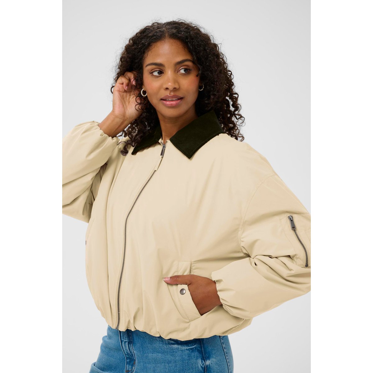 Manteau beige feather gray, KAFFE