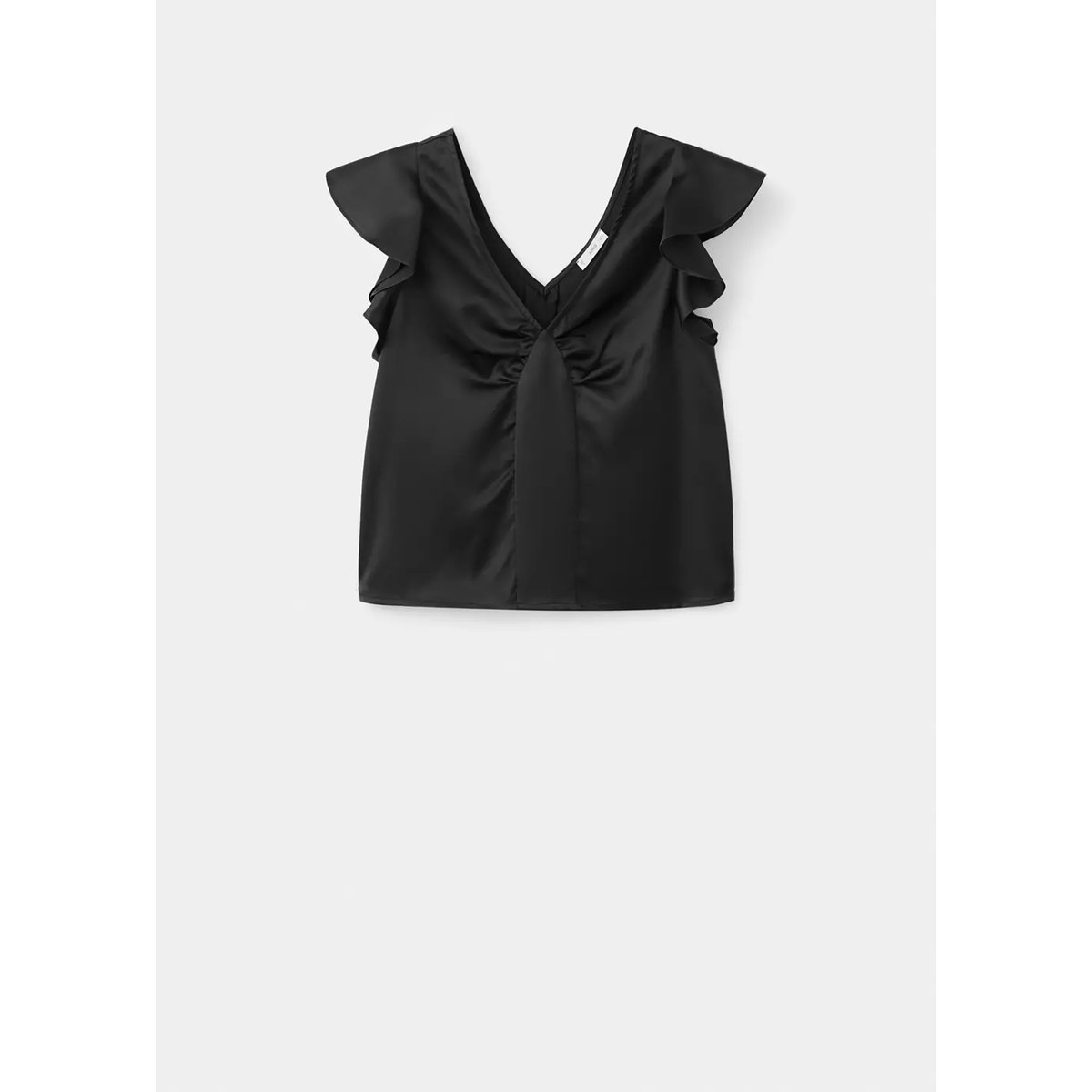 Top satiné à volants noir, MANGO TEEN
