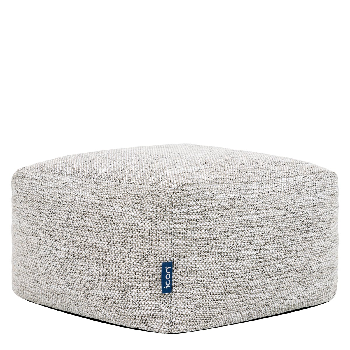 Pouf fauteuil salon et son repose-pied carré en tissu tissé Oeko-Tex® - NATALIA naturel beige, ICON