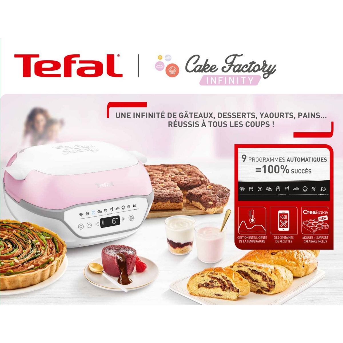 Machine à gâteaux Cake Factory Infinity KD850110 couleur unique, TEFAL