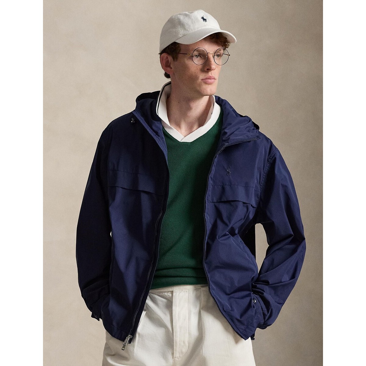 Blouson à capuche bleu marine, POLO RALPH LAUREN
