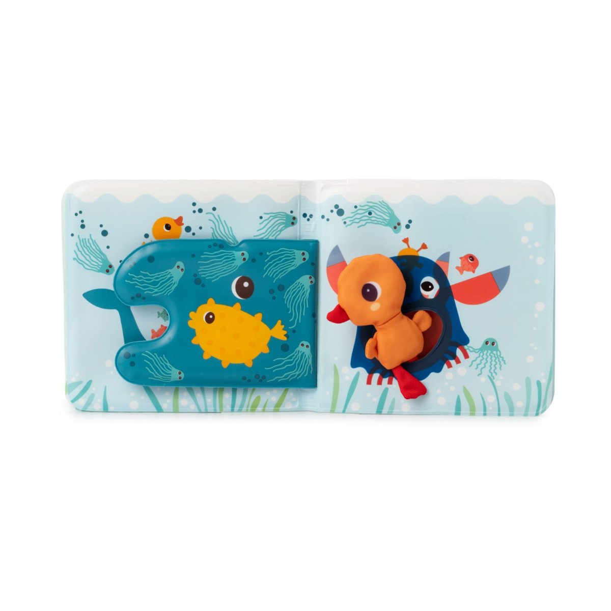 Livre de bain magique Gaspard Splonge rouge, orange, blanc, LILLIPUTIENS