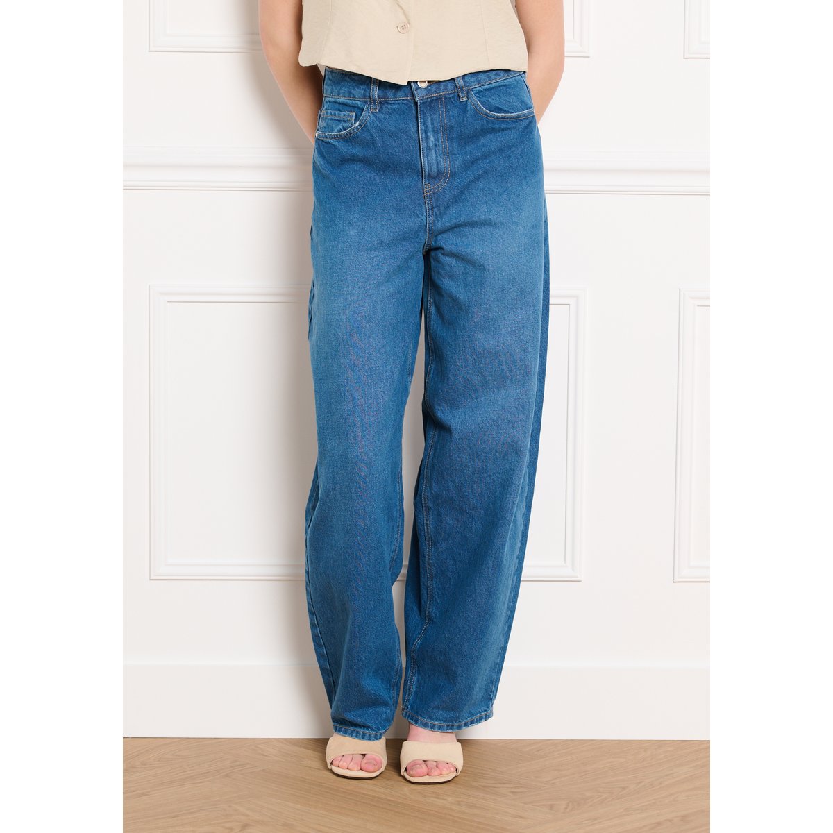 Jean large taille haute medium blue, LOLALIZA