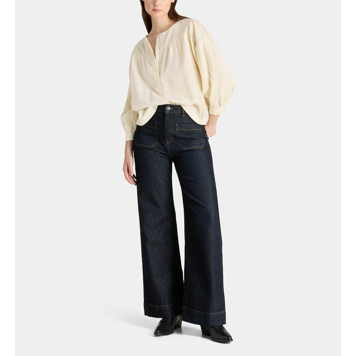 Top ample dragée en coton beige clair, GALERIES LAFAYETTE