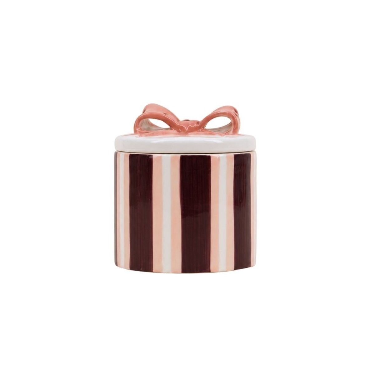 Boite déco en céramique avec noeud et 14cm violet, ORNAMI