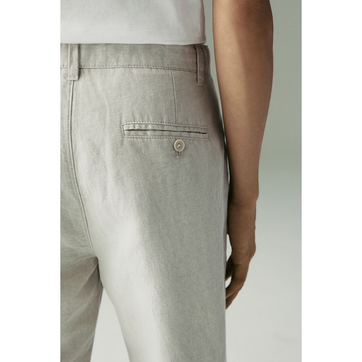 Pantalon chino en sergé de coton et lin pierre légère, NEXT