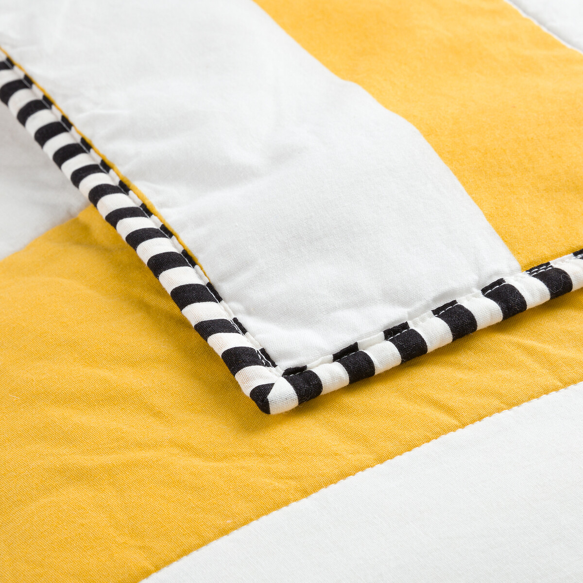 Couvre-lit matelassé coton, Hendaye rayé jaune/blanc, LA REDOUTE INTERIEURS